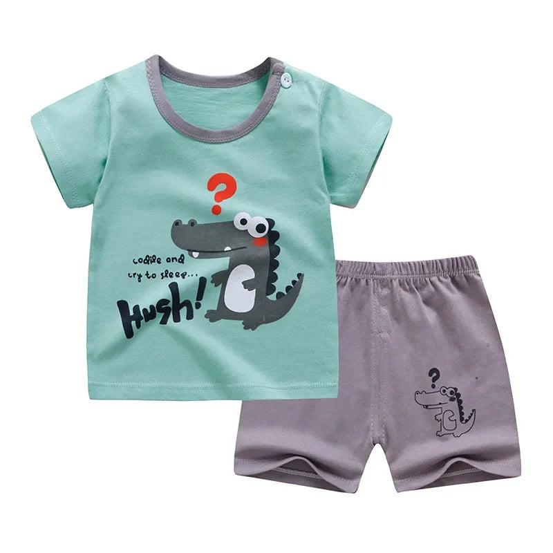 Summer Baby Clothes Set Casual Baby Boy Clothing Set Kids Short Sleeve Sports Set Tshirt Shorts Infant Baby Girl Clothes suits