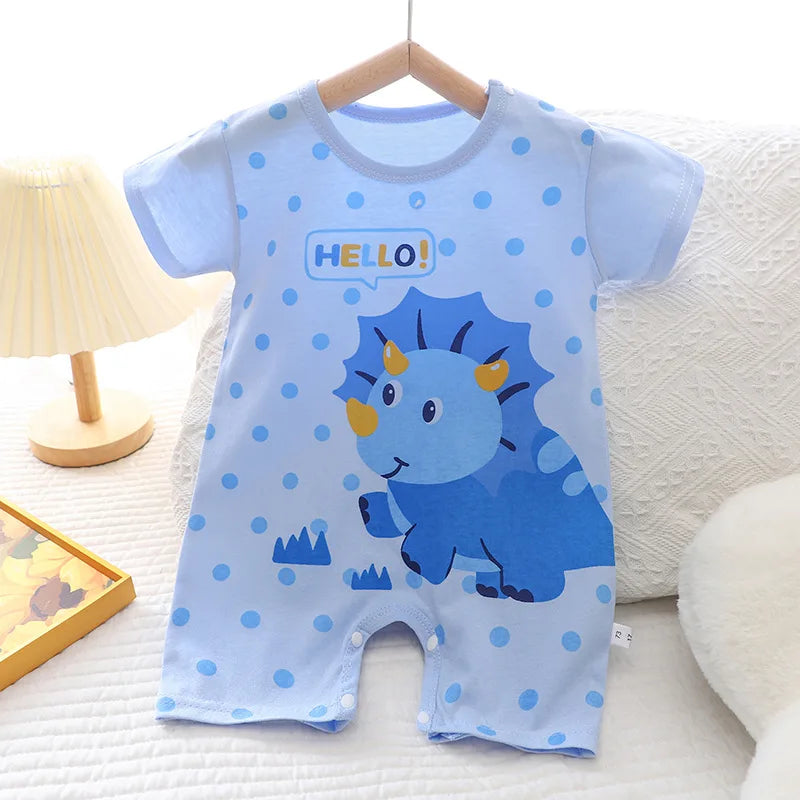 2024 Infant Toddler Crawling Clothes Cotton Summer Boys Girls Thin Male Baby Female Short-sleeved Romper suit Children's Onesie