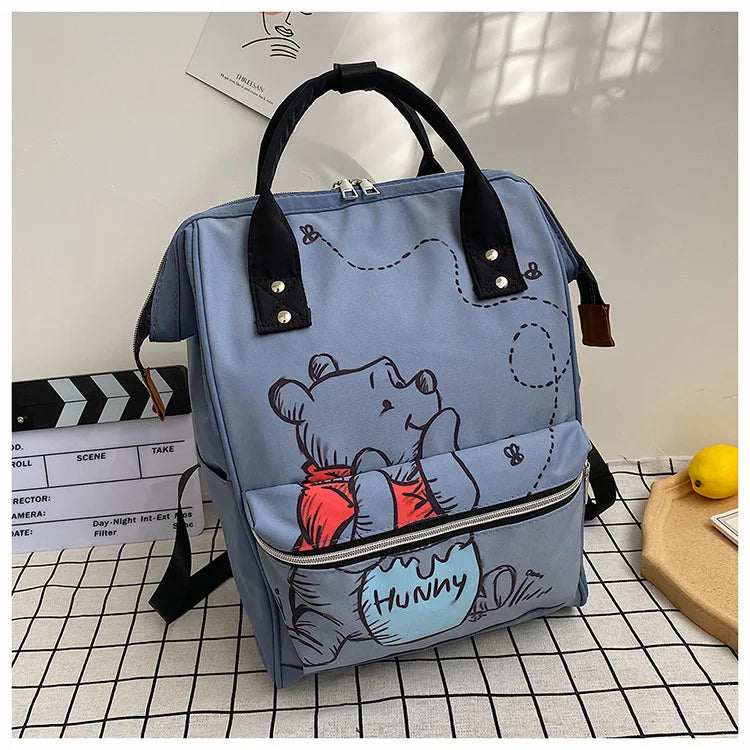 Disney New Mommy Bag Fashion Cartoon Print Large Capacity Mommy Bag Mother and Baby Bag Waterproof Bottle Diaper Backpack