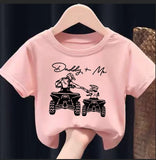 Boys "Daddy + Me" Riding Motorcycle Round Neck T-shirt Tee Top Casual Soft Comfortable for Summer Kids  Boys Clothes Best Seller