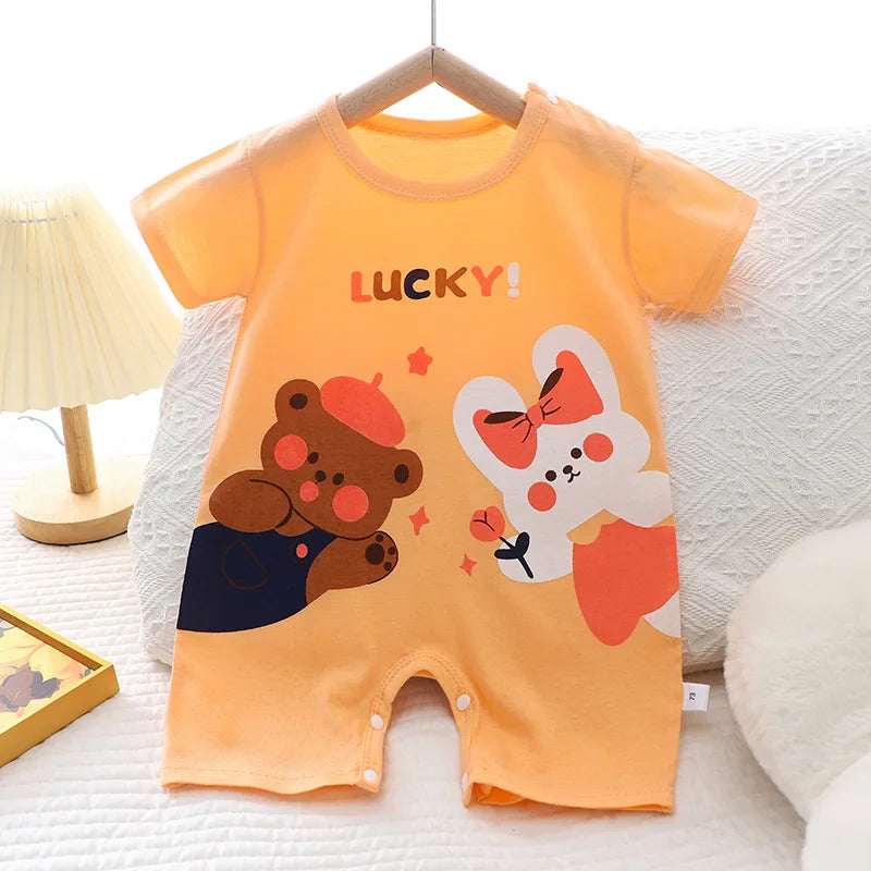 2024 Infant Toddler Crawling Clothes Cotton Summer Boys Girls Thin Male Baby Female Short-sleeved Romper suit Children's Onesie