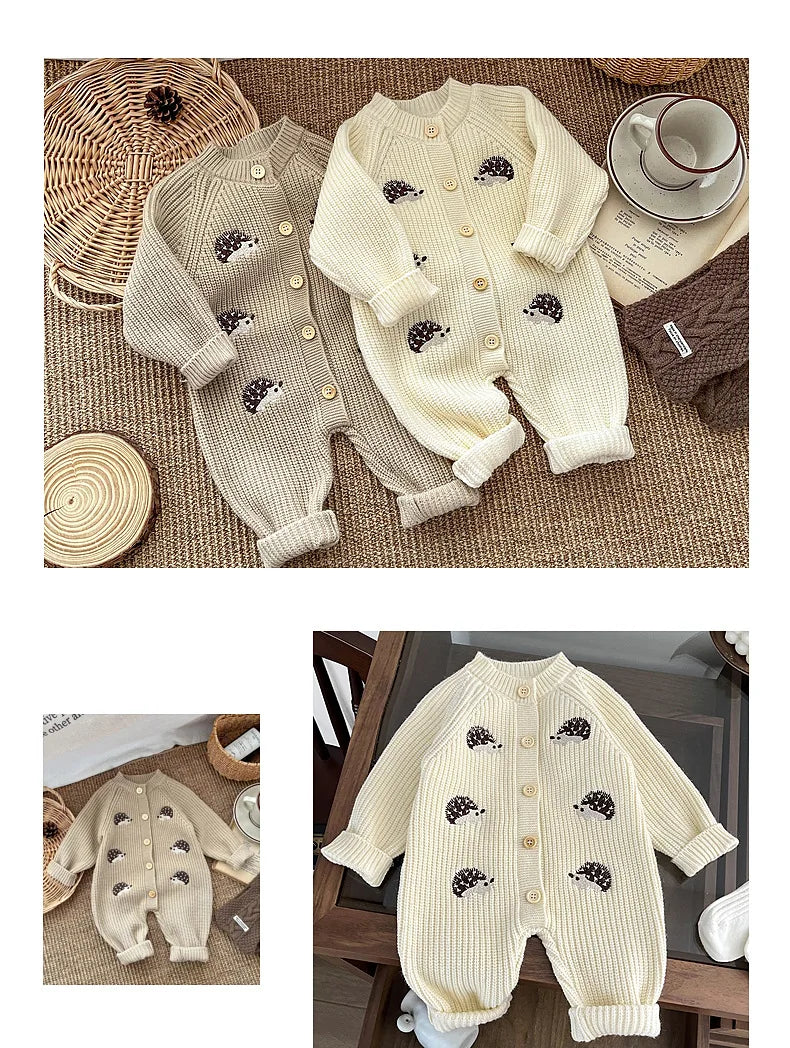 2025 Spring New Baby  Clothes Animal Embroidery Girls Rompers Single Breast Boys Jumpsuits