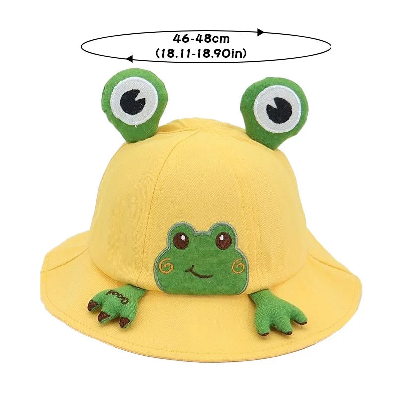 Baby Bucket Hat for Kids Spring Outdoor Boys Girls Sun Hat Summer Cute Frog Toddler Children Fisherman Cap Cotton Panama Bonnet