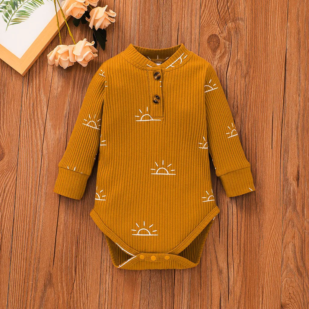 3PCS Baby Boy Clothes Set Spring Autumn Knitted V-neck Romper+infant Pants+Cap Newborn Outfit