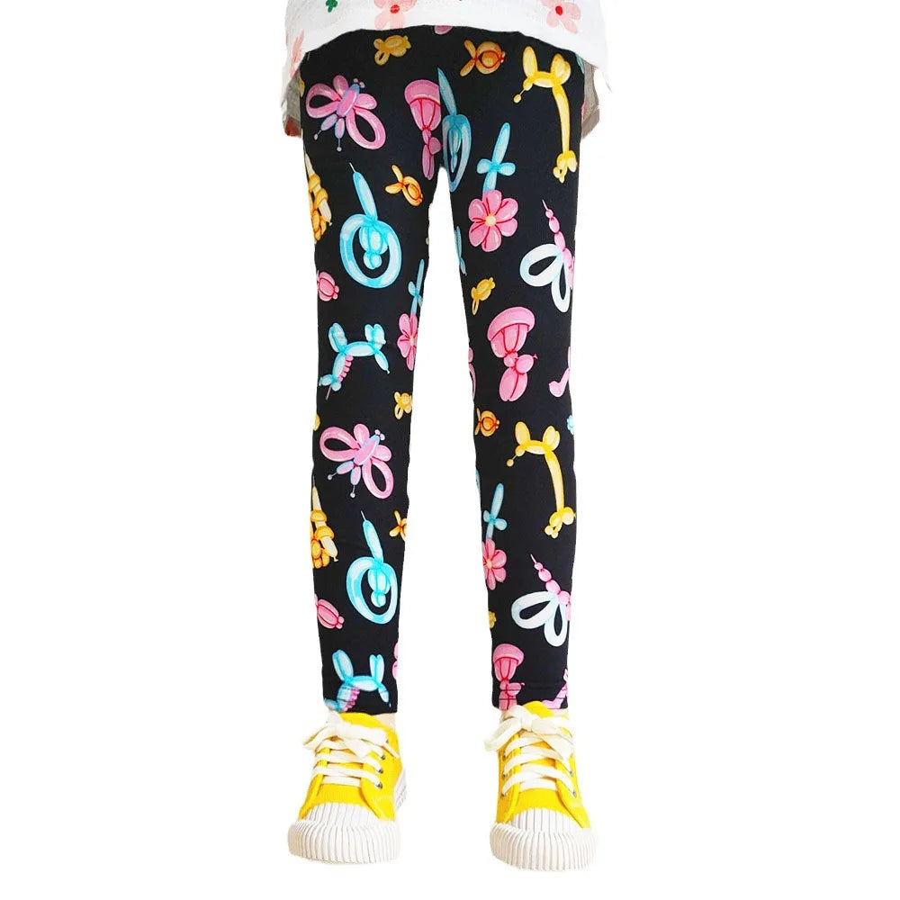 Cute Girls Leggings Spring Autumn Printing Flower Pants Sweet Girl Pencil Pants Kids Trousers Children Clothing