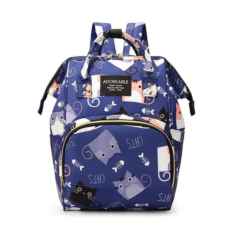 25*38CM Baby Diaper Bag Cartoon Print Handbag Waterproof Reusable Diaper Bag Outdoor Travel Stroller Carrying Bag Storage