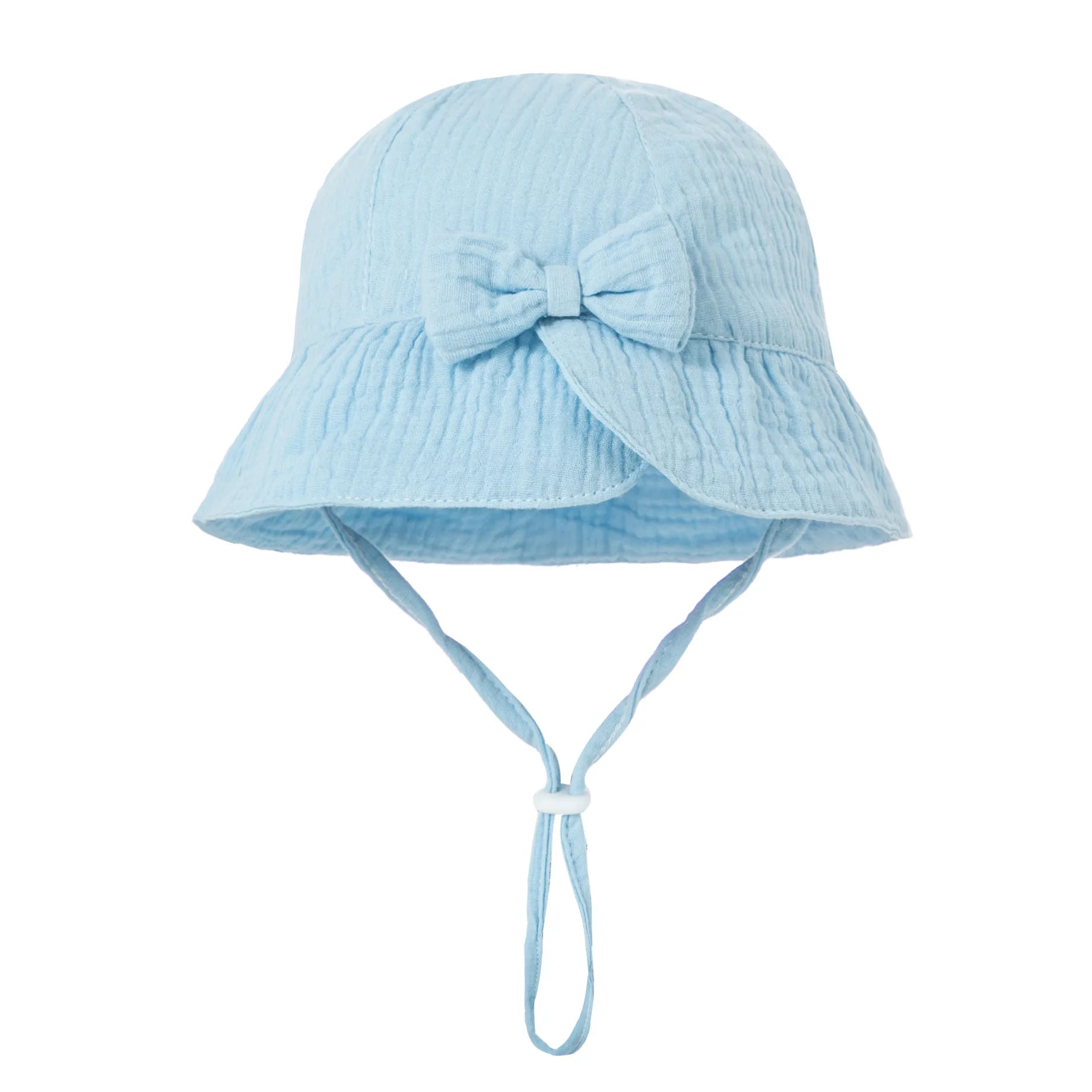 New Baby Cotton Bowknot Bucket Hat Children Sunscreen Outdoor Caps Boy Girl Print Panama Hat Unisex Beach Fishing Hat For 3-12M