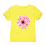 100% Cotton Toddler Girl T Shirt 2 to 3 4 5 6 7 8 9 10 11 12 13 14 Years Pink White Tshirt Flower Print Teenage Girls Tee Shirts