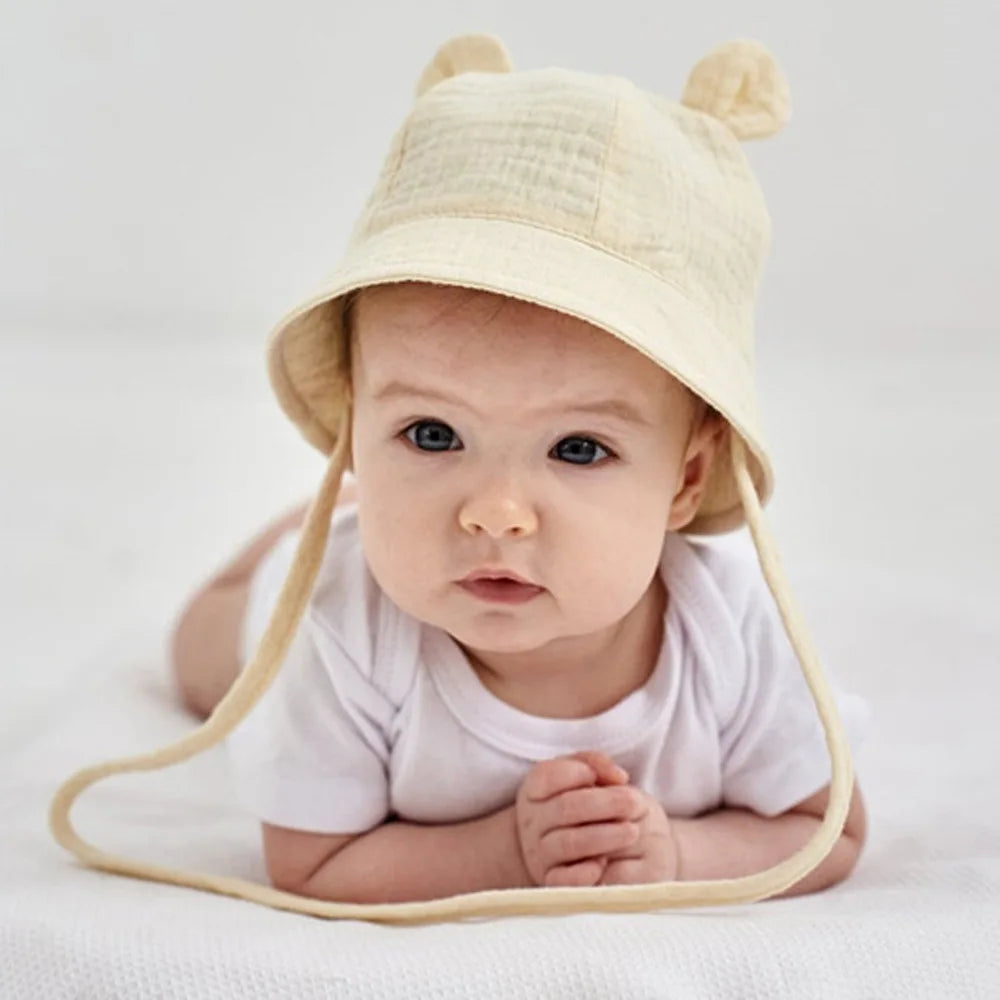 2022 New Autumn Baby Sun Hat Children Outdoor Rabbit Ear Beach Caps Boy Girl Panama Hat Unisex Beach Bucket Hats Bunny Hat