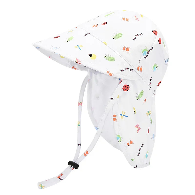 New Panama Summer Baby Bucket Hat for Boys Girls Cartoon Breathable Mesh Children's Beach Shawl Sun Hat Kids UV Protection Cap