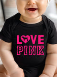 Baby Girl Boy High Quality Infant Fashion Love Pink Printing Bodysuit Newborn Clothes Rompers Jumpsuit Toddler Trendy