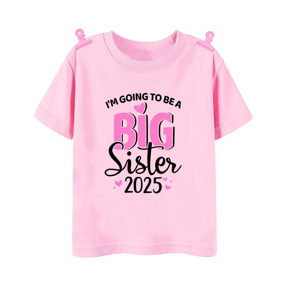 I'm Going To Be A Big Sister Printed Girls Shirt Tee Pregnancy Announcement Kids T-shirt Child Summer Short Sleeve Clothes Tops