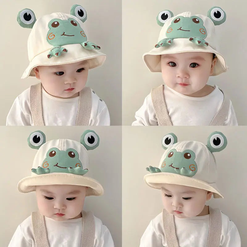 Baby Bucket Hat for Kids Spring Outdoor Boys Girls Sun Hat Summer Cute Frog Toddler Children Fisherman Cap Cotton Panama Bonnet