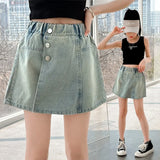 Girls Denim Shorts 2024 New Summer Thin Culottes for Children Korean Version Children Short Skirt Hot Pants