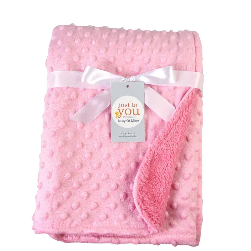 Spring Baby Blanket Warm Double Layer Swaddle Wrap Newborn Thermal Soft Fleece Bath Towel Baby Stroller Blanket Sleepsack 76*102