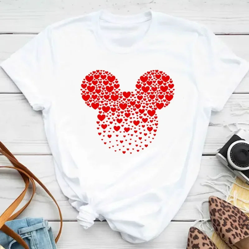 Disney Mickey Mouse Children T-shirt Fashion Minnie Pattern Print Tshirt Kid Boy Girl Clothing Summer Cotton Top Baby Casual Tee