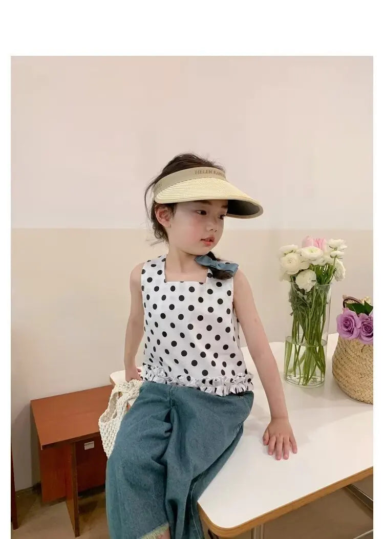 Girls' Jeans Spring And Summer New Style Children's Straight-leg Medium And Large Children's Wide-leg Spring Loose Trousers