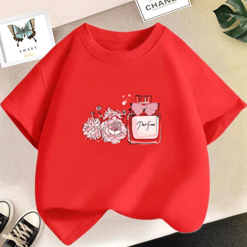 Happy Smile Design Girls Tshirt Kids Street Breathable Tops Personality Cotton Clothing Summer Cool Sports T-Shirts