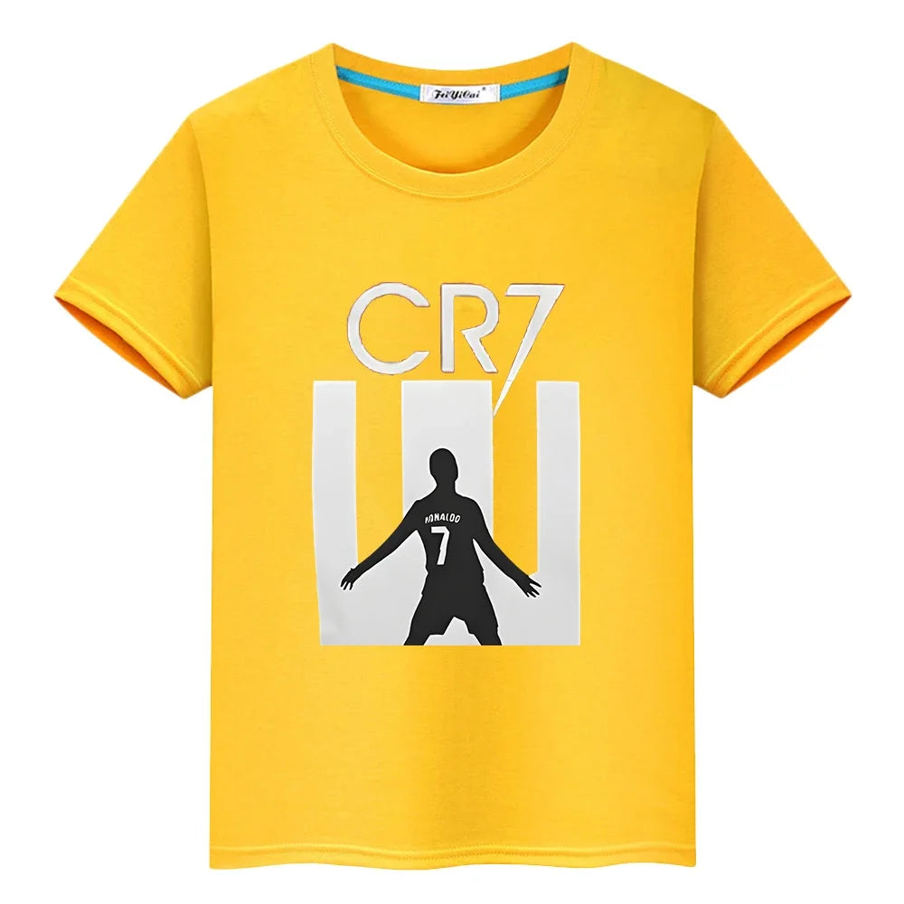 Football fan CR7 t shirt for kids boy 10years Cotton anime Short y2k one piece Ronaldo print Tops pride tshirt kids clothes girl