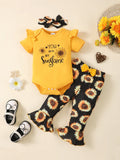 Newborn Infant Baby Girls Clothes Outfits  Short  Sleeve Romper Baby Pants Set Fall Winter Clothes  For  0-1 Years  Old