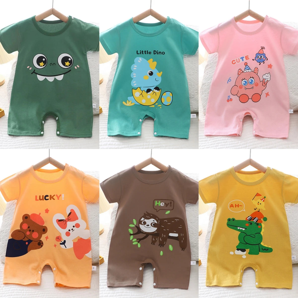 2024 Infant Toddler Crawling Clothes Cotton Summer Boys Girls Thin Male Baby Female Short-sleeved Romper suit Children's Onesie