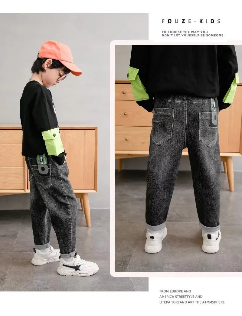 Big Boy Trousers Jeans For Boys Summer Clothes Children's Clothing From 11 To 12 Years Kids Pants Boy's Child Teenager Clothing