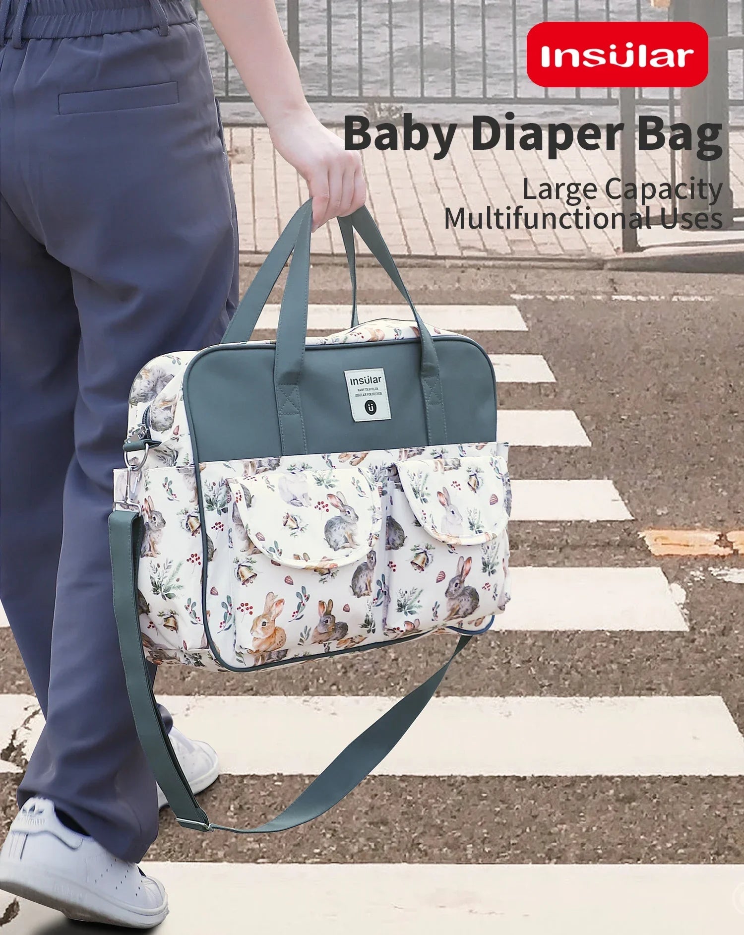 Mommy Diaper Bag For Babies LargeCapacity Organizer Waterproof Wide Opening Travel Messenger Crossbody Bag Mummy Baby Nappy Bag