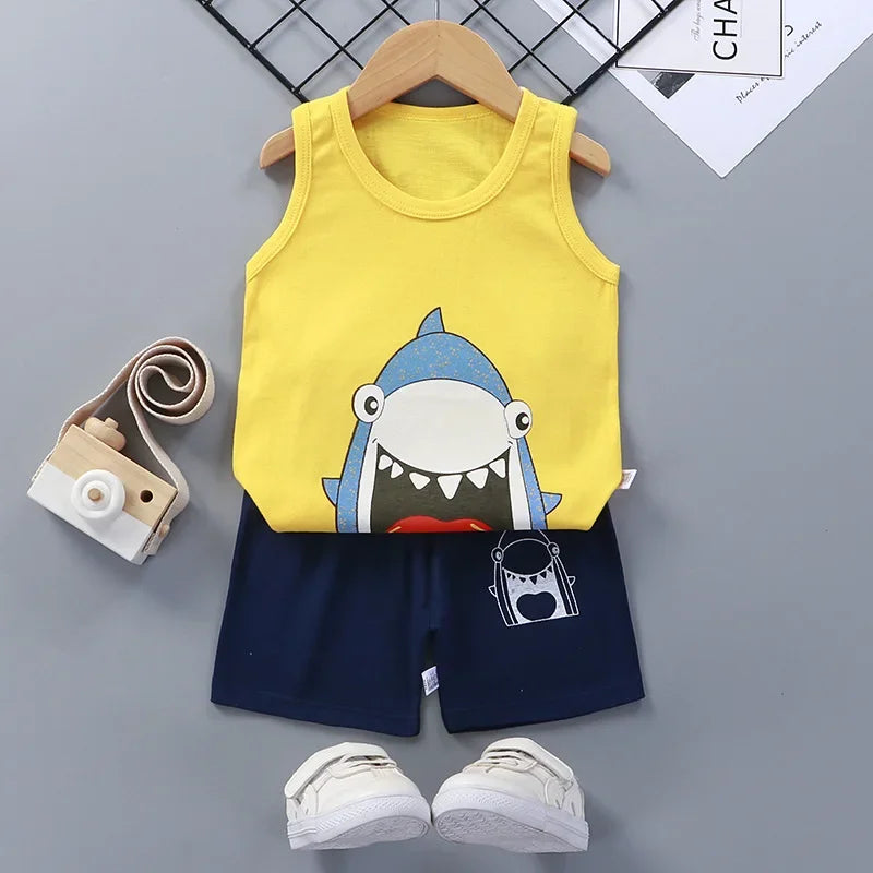 Summer Baby Clothes Set Casual Baby Boy Clothing Set Kids Short Sleeve Sports Set Tshirt Shorts Infant Baby Girl Clothes suits