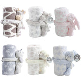 2 Piece Plush 30 X 30 Baby Security Sleep Blanket 6 Style Stuffed Animal Set Pink Bunny Newborn Baby Gift