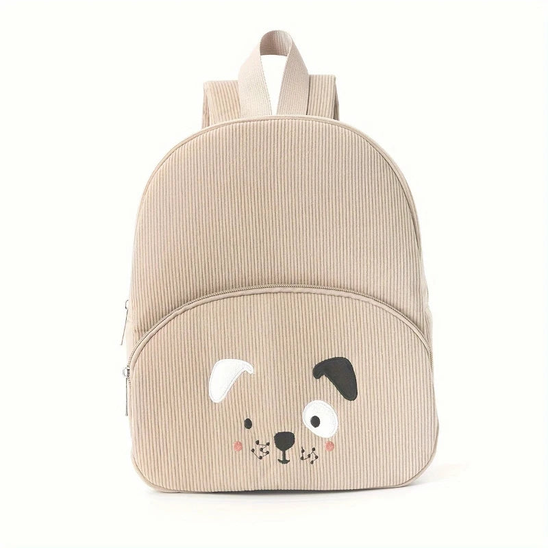 Customized Name Toddler Backpack Cartoon Bear Corduroy Large Capacity Backpack Embroidered Name Backpack Plush Bag