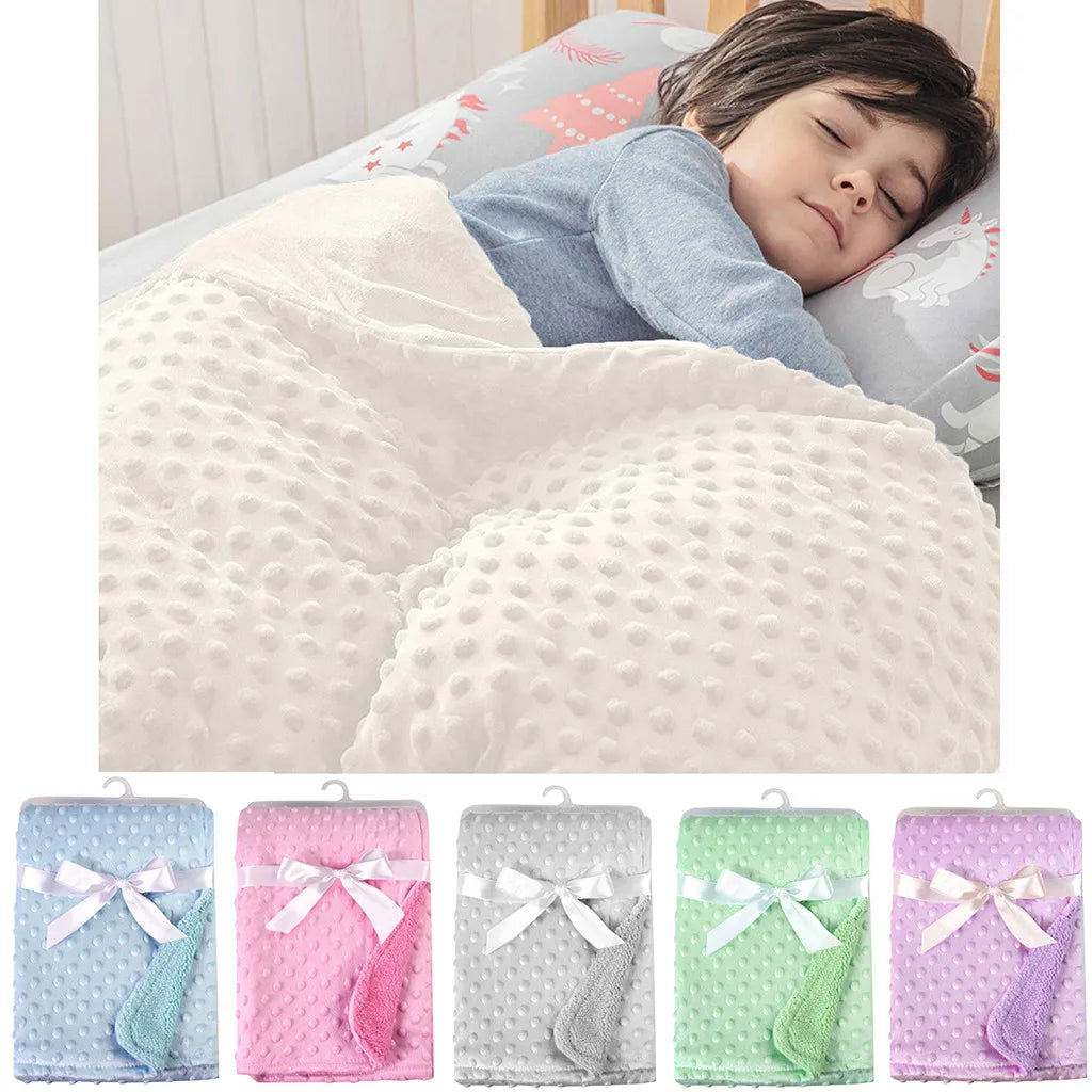 Baby Blanket & Swaddling Thermal Soft Fleece Blanket Winter Solid Bedding Set Cotton Quilt Infant Bedding Swaddle Newborn