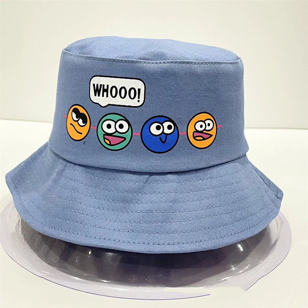 Children Bucket Hat New Spring Boys Girls Sun Hat Cute Funny Expression Outdoor Summer Kids Hat Fishing Cap Korean Style 2-6Y