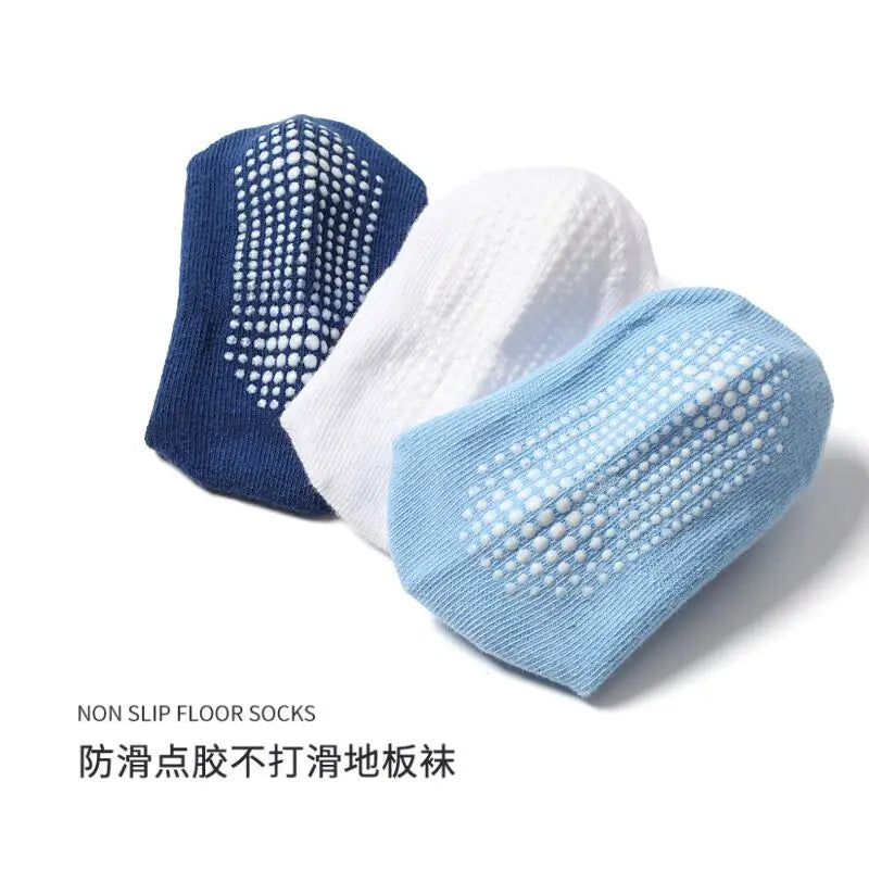 6 Pairs/lot Cotton Sock with Rubber Grips Children's Anti-slip Boat Socks Non-slip Socks for Boys1-7Years