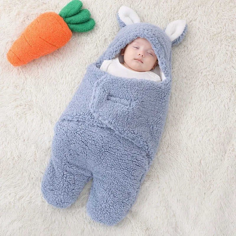 2024 Autumn Winter Infant Toddler Thicken Cashmere Receiving Blankets 0-6M Newborn Sleeping Bag Swaddling Kids Accessories