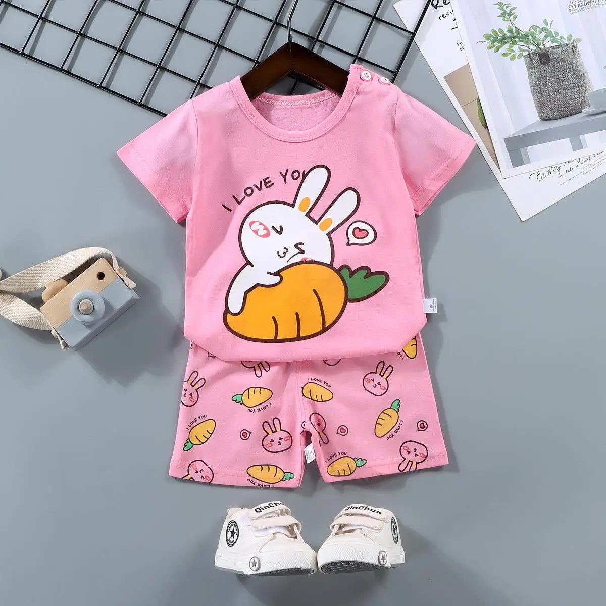 Baby Sets Children Set Girls Boy Shorts Clothes Cartoon Print Outfits For Kids Child Toddler T-shirt +pants Boys Clothes New