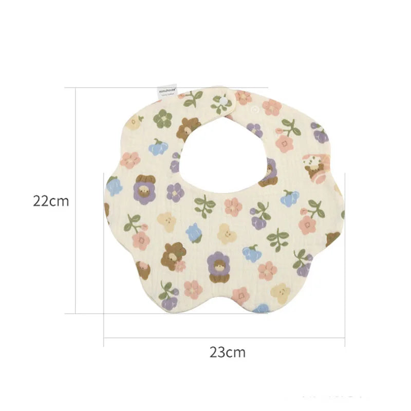 Baby Bibs Cotton Newborn Waterproof Burp Cloths Adjustable Infant Girls and Boys Cute Cartoon Print Bib Baby Feeding Accessories