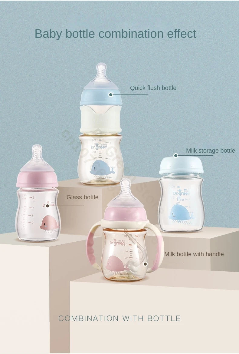 Dr.Green  Wide Mouth Baby Bottle body Inverted Bottle Body Glass/PPSU material 150mL/240mL/300mL High temperature resistant