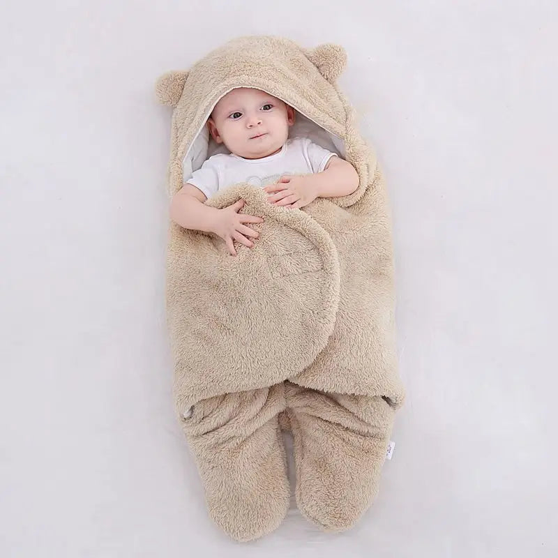 2024 Autumn Winter Infant Toddler Thicken Cashmere Receiving Blankets 0-6M Newborn Sleeping Bag Swaddling Kids Accessories