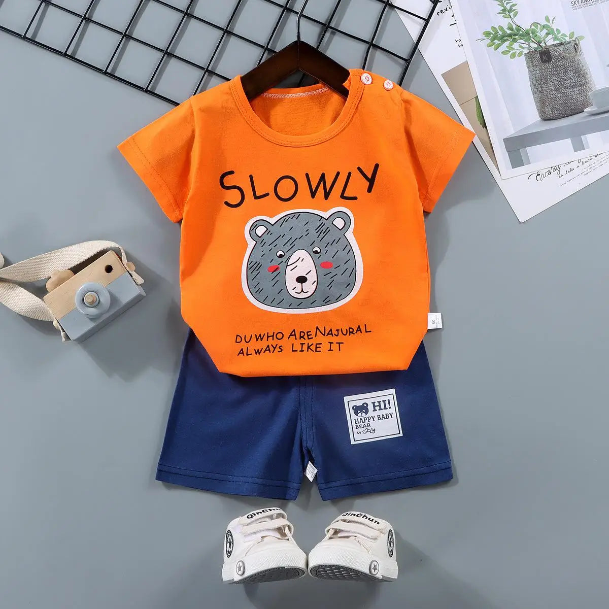 Baby Sets Children Set Girls Boy Shorts Clothes Cartoon Print Outfits For Kids Child Toddler T-shirt +pants Boys Clothes New