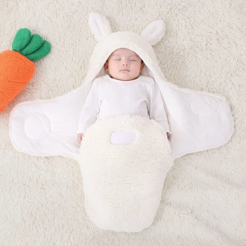 2024 Autumn Winter Infant Toddler Thicken Cashmere Receiving Blankets 0-6M Newborn Sleeping Bag Swaddling Kids Accessories