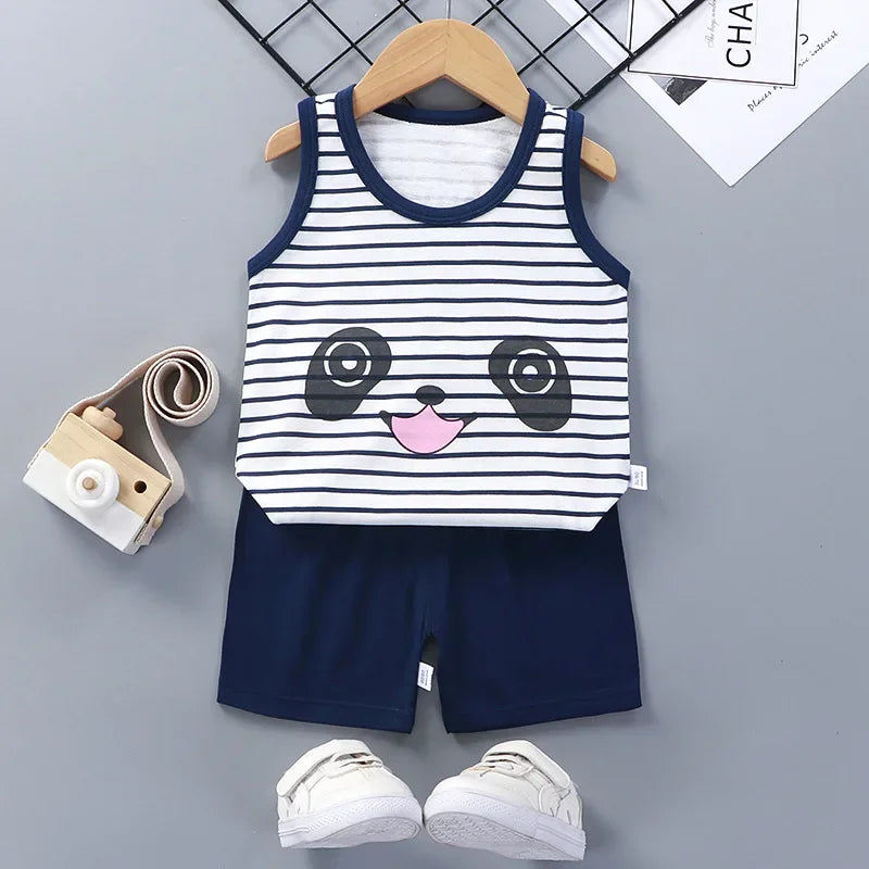 Summer Baby Clothes Set Casual Baby Boy Clothing Set Kids Short Sleeve Sports Set Tshirt Shorts Infant Baby Girl Clothes suits