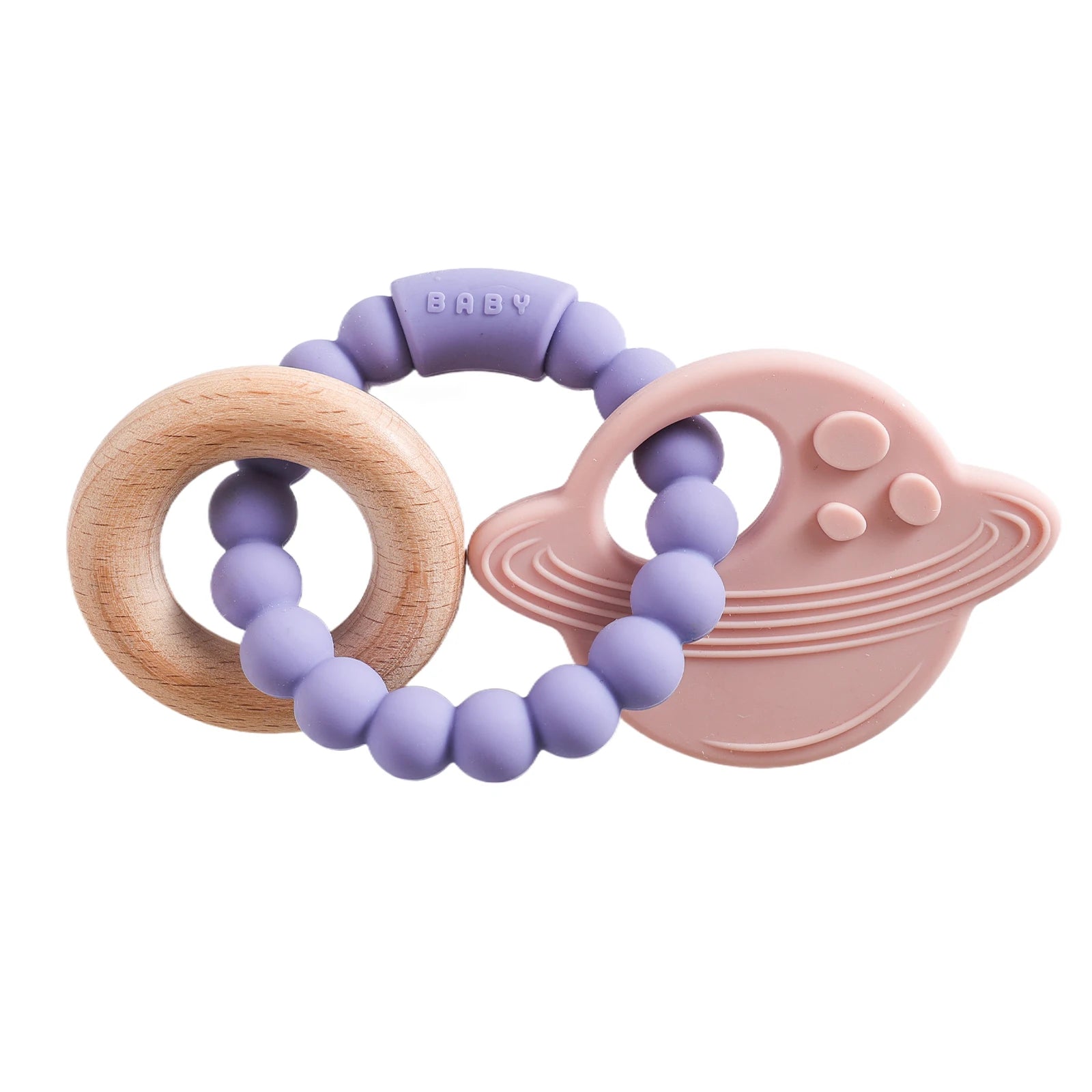 1pc Silicone Teether,Food Grade Baby 0-12 Toys,ToddlersTeething Ring Sensory Toys,Silicone Planet Teether Bracelet Accessories