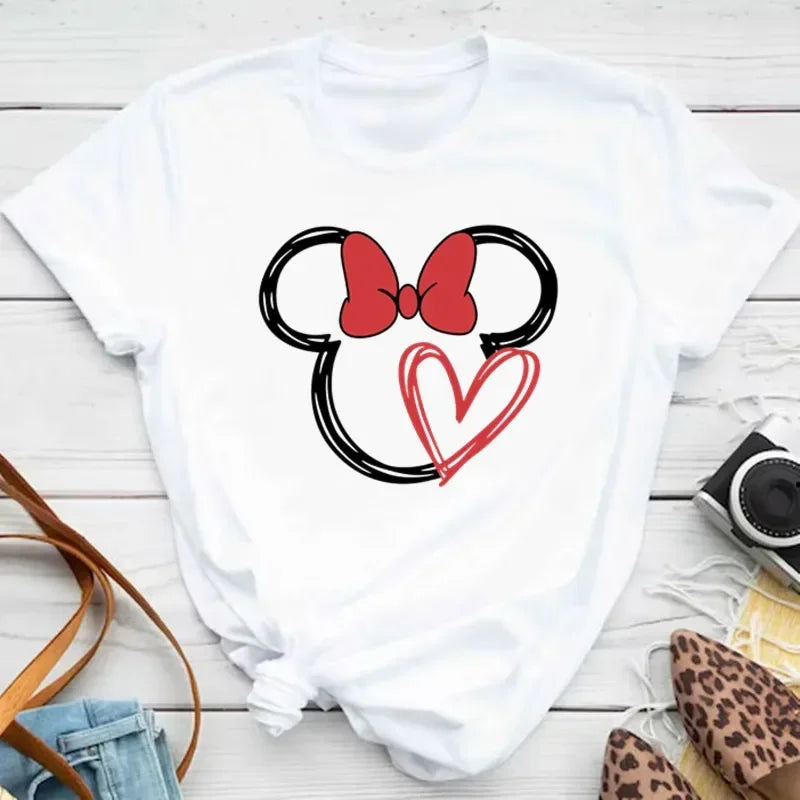 Disney Mickey Mouse Children T-shirt Fashion Minnie Pattern Print Tshirt Kid Boy Girl Clothing Summer Cotton Top Baby Casual Tee