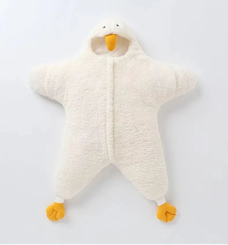 Baby Sleeping Bag Infant Skin Soft Thickening Warm Quilt Newborn Cartoon Goose Multi-function Breathable Quick Drying Clothing