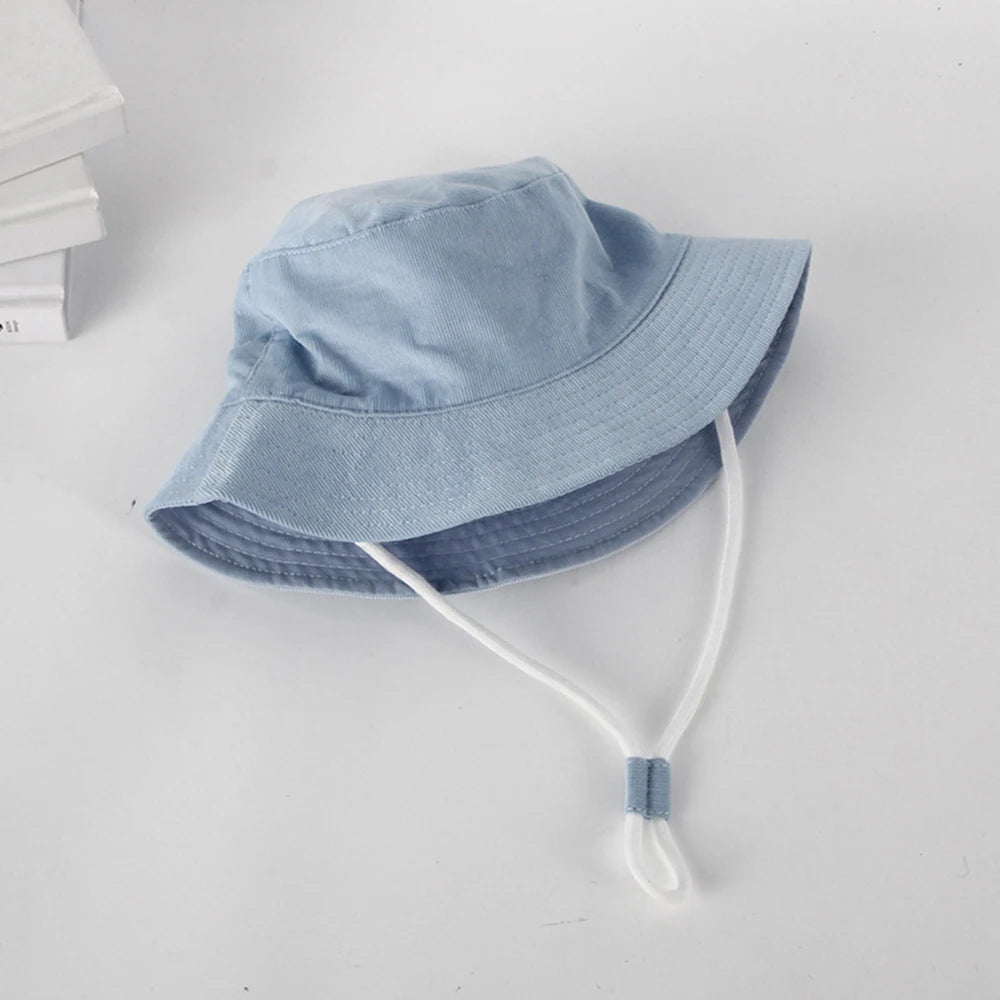 Korean Classical Bucket Hat Cream Color Children's Fisherman's Hats Autumn Travel Baby Boys Girls Sun Caps For Kids 0-8 Years