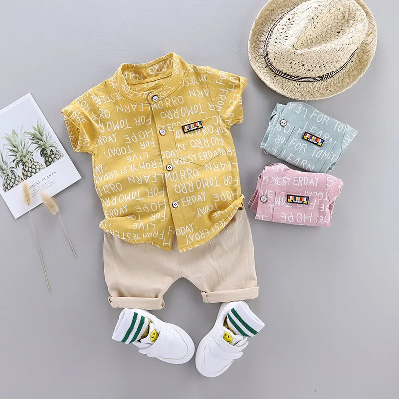 New Summer Baby Boys Clothes Suit Children Fashion Letter Shirt Shorts 2Pcs/Sets Toddler Casual Costume Infant Kids Tracksuits