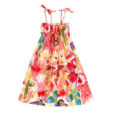 2024 Summer Dress Infant Kids Girls Baby Clothes Vestidos Floral Bohemian Beach Straps Dress  детская одежда Ropa Para NiñAs