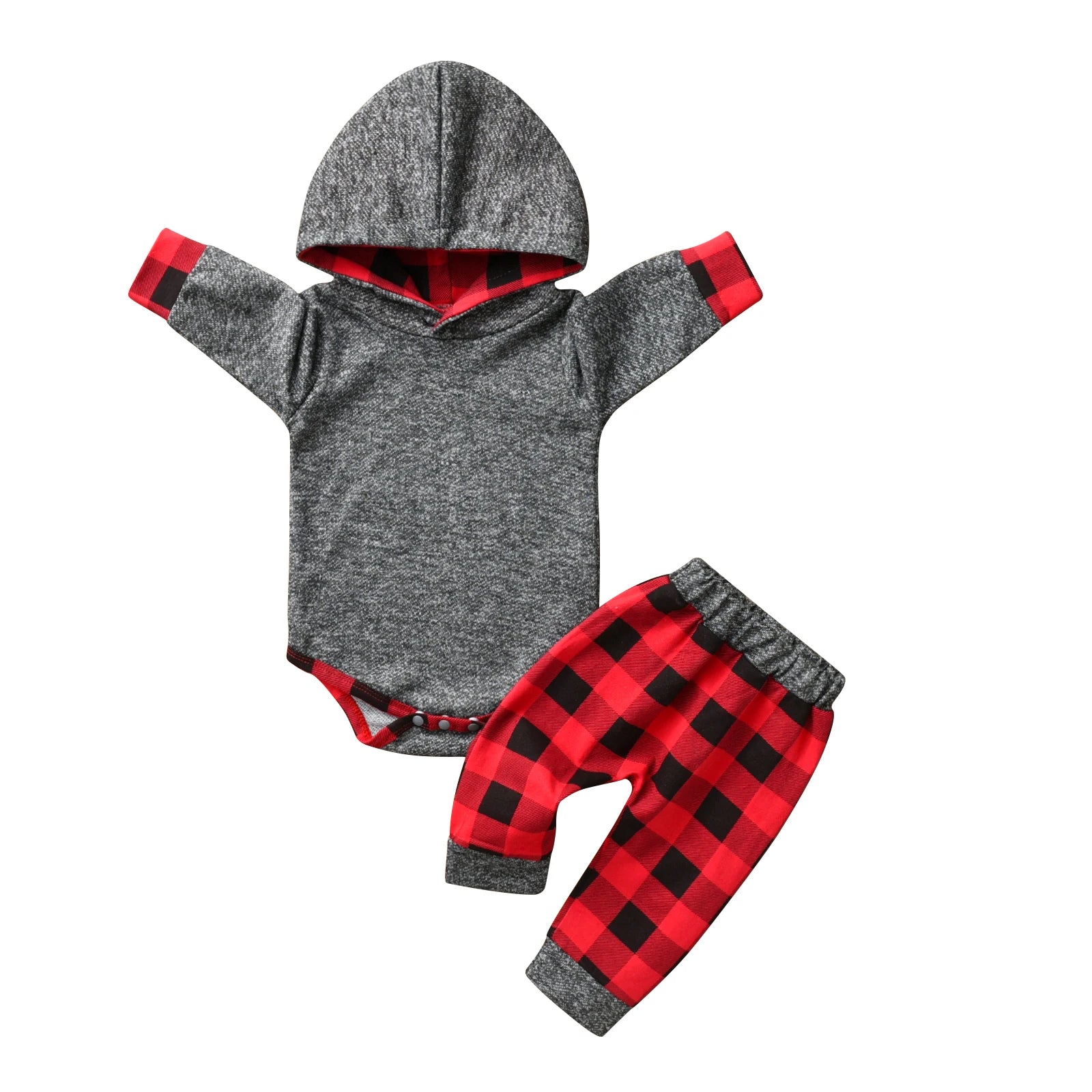 2pcs New Toddler Baby Boy Casual Clothes Set Cotton Long Sleeve Hooded Romper Bodysuit Top and Pants Newborn Outfit for Boys