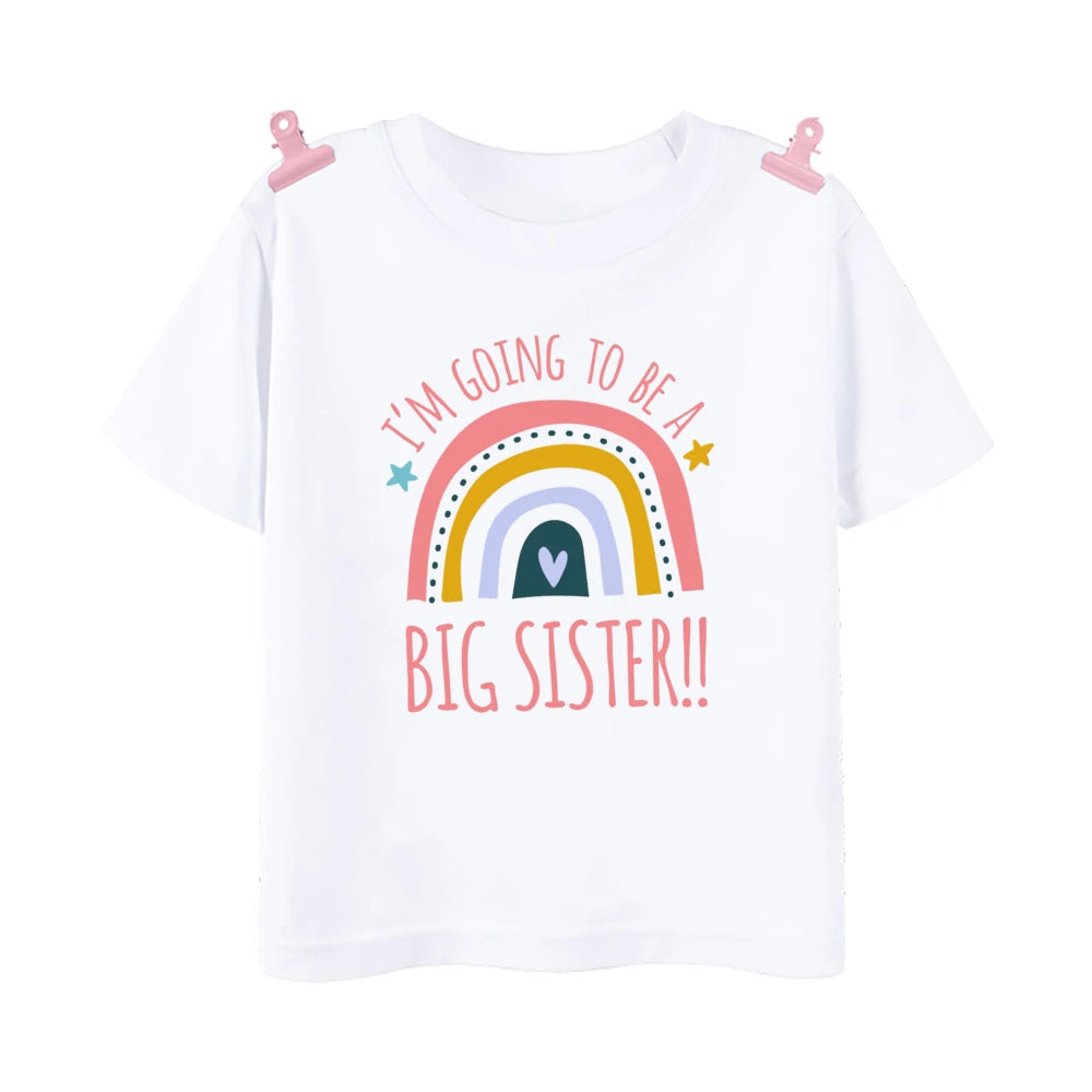 I'm Going To Be A Big Sister Printed Girls Shirt Tee Pregnancy Announcement Kids T-shirt Child Summer Short Sleeve Clothes Tops