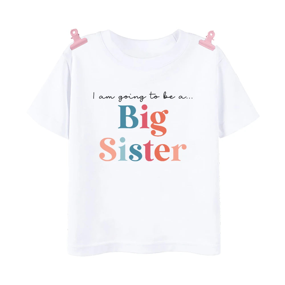 I'm Going To Be A Big Sister Printed Girls Shirt Tee Pregnancy Announcement Kids T-shirt Child Summer Short Sleeve Clothes Tops